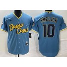Men's Milwaukee Brewers #10 Sal Frelick Powder Blue 2022 City Connect Cool Base Jersey