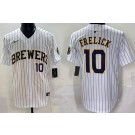 Men's Milwaukee Brewers #10 Sal Frelick White Limited Jersey