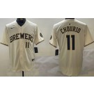 Men's Milwaukee Brewers #11 Jackson Chourio Cream Limited Jersey