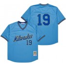 Men's Milwaukee Brewers #19 Robin Yount Light Blue Throwback Jersey