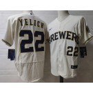 Men's Milwaukee Brewers #22 Christian Yelich Cream Authentic Jersey