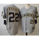 Men's Milwaukee Brewers #22 Christian Yelich Gray Authentic Jersey