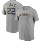 Men's Milwaukee Brewers #22 Christian Yelich Gray Printed T Shirt 112217