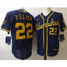 Men's Milwaukee Brewers #22 Christian Yelich Navy Alternate Authentic Jersey
