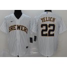 Men's Milwaukee Brewers #22 Christian Yelich White 2020 Cool Base Jersey