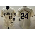 Men's Milwaukee Brewers #24 William Contreras Cream Limited Jersey