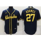 Men's Milwaukee Brewers #27 Willy Adames Navy Alternate Cool Base Jersey