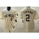 Men's Milwaukee Brewers #2 Brice Turang Cream Limited Jersey