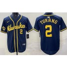 Men's Milwaukee Brewers #2 Brice Turang Navy Limited Jersey