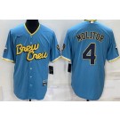 Men's Milwaukee Brewers #4 Paul Molitor Blue 2022 City Connect Cool Base Jersey