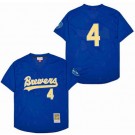 Men's Milwaukee Brewers #4 Paul Molitor Blue Mesh Throwback Jersey