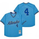 Men's Milwaukee Brewers #4 Paul Molitor Light Blue 1982 Throwback Jersey