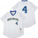 Men's Milwaukee Brewers #4 Paul Molitor White 1982 Throwback Jersey