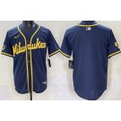 Men's Milwaukee Brewers Blank Powder Navy Limited Jersey