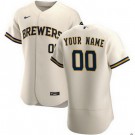 Men's Milwaukee Brewers Customized Cream Authentic Jersey