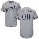 Men's Milwaukee Brewers Customized Gray FlexBase Jersey