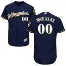 Men's Milwaukee Brewers Customized Navy Blue 2 FlexBase Jersey