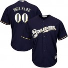Men's Milwaukee Brewers Customized Navy Blue Cool Base Jersey