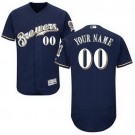 Men's Milwaukee Brewers Customized Navy Blue FlexBase Jersey