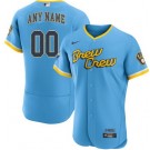 Men's Milwaukee Brewers Customized Powder Blue 2022 City Connect Authentic Jersey
