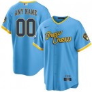 Men's Milwaukee Brewers Customized Powder Blue 2022 City Connect Cool Base Jersey