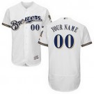 Men's Milwaukee Brewers Customized White FlexBase Jersey
