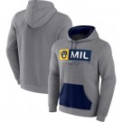 Men's Milwaukee Brewers Gray Iconic Steppin Up Fleece Pullover Hoodie