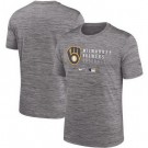Men's Milwaukee Brewers Gray Velocity Performance Practice T Shirt