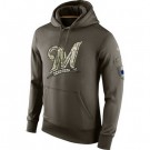 Men's Milwaukee Brewers Green Salute To Service Printed Pullover Hoodie