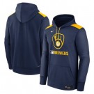 Men's Milwaukee Brewers Navy Authentic Collection Performance Pullover Hoodie