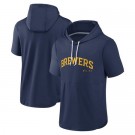 Men's Milwaukee Brewers Navy Short Sleeve Team Pullover Hoodie 306609