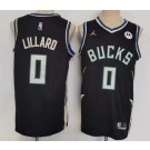Men's Milwaukee Bucks #0 Damian Lillard Black Statement Icon Sponsor Swingman Jersey