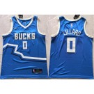 Men's Milwaukee Bucks #0 Damian Lillard Blue 2024 City Swingman Jersey