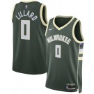 Men's Milwaukee Bucks #0 Damian Lillard Green Heat Press Jersey