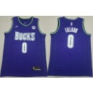 Men's Milwaukee Bucks #0 Damian Lillard Purple Classic Icon Sponsor Swingman Jersey