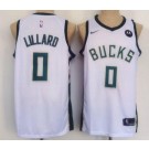 Men's Milwaukee Bucks #0 Damian Lillard White Icon Sponsor Swingman Jersey