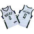 Men's Milwaukee Bucks #0 Damian Lillard White Icon Swingman Jersey