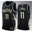 Men's Milwaukee Bucks #11 Brook Lopez Black 2022 Statement Icon Hot Press Jersey