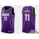 Men's Milwaukee Bucks #11 Brook Lopez Purple 2022 Classic Icon Hot Press Jersey