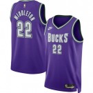 Men's Milwaukee Bucks #22 Khris Middleton Purple 2022 Classic Icon Heat Press Jersey