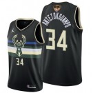 Men's Milwaukee Bucks #34 Giannis Antetokounmpo Black Statement 2021 Finals Icon Hot Press Jersey