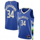 Men's Milwaukee Bucks #34 Giannis Antetokounmpo Blue 2022 City Icon Heat Press Jersey