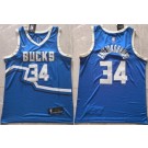 Men's Milwaukee Bucks #34 Giannis Antetokounmpo Blue 2024 City Swingman Jersey
