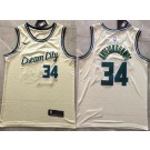Men's Milwaukee Bucks #34 Giannis Antetokounmpo Cream 2025 City Swingman Jersey