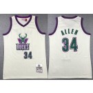 Men's Milwaukee Bucks #34 Giannis Antetokounmpo Cream Chainstitch Throwback Swingman Jersey