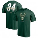 Men's Milwaukee Bucks #34 Giannis Antetokounmpo Green 2021 Finals Printed T Shirt
