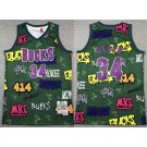 Men's Milwaukee Bucks #34 Giannis Antetokounmpo Green Doodle Swingman Jersey