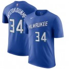 Men's Milwaukee Bucks #34 Ray Allen Blue Printed T Shirt 211012