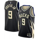 Men's Milwaukee Bucks #9 Bobby Portis Black Statement Heat Press Jersey