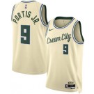 Men's Milwaukee Bucks #9 Bobby Portis Cream 2025 City Heat Press Jersey